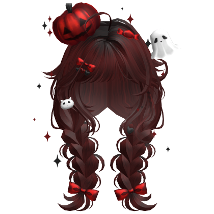Halloween Cute Pumpkin Braids (Dark Red) Roblox item