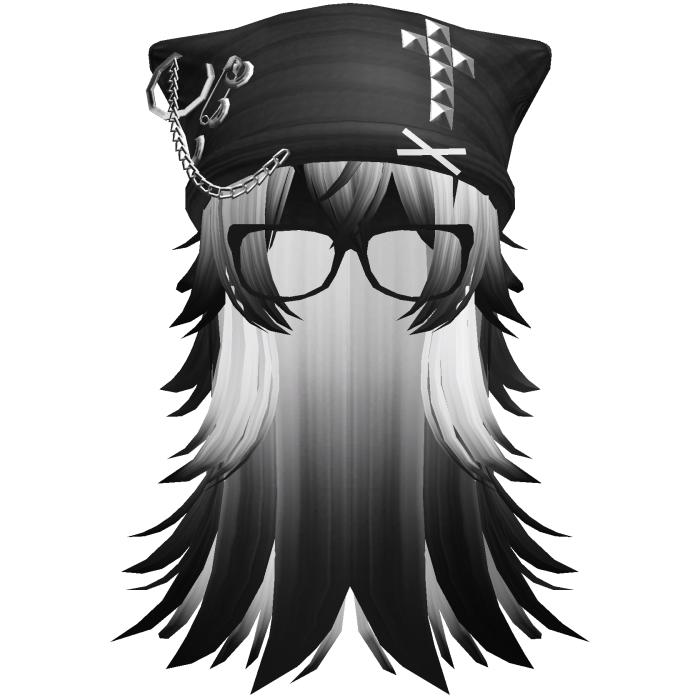 Emo Moe Black & White Long Wispy Hair /w Beanie