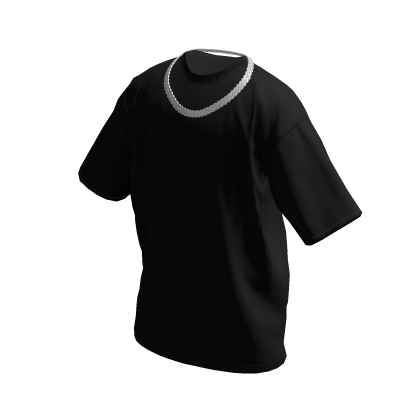 Black T-Shirt w/ Silver Iced Out Cuban Chain