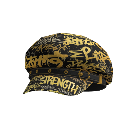 Goth Style Black and Gold Graffiti Hat