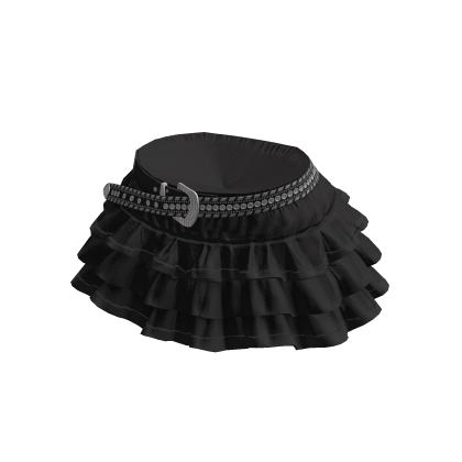 Black Y2K Ruffled Skirt w/ Belt