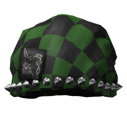 Green Studded Checker Jester Hat
