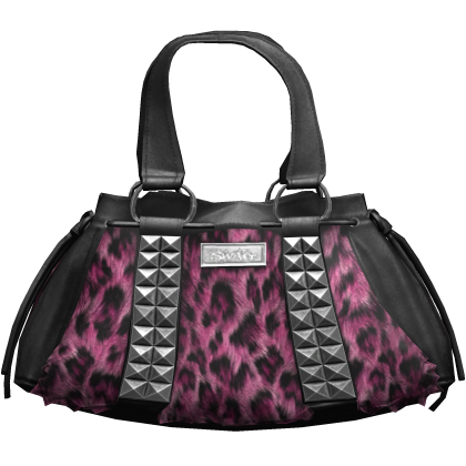 Pink Leopard Print Studded Grunge Bag 2000s