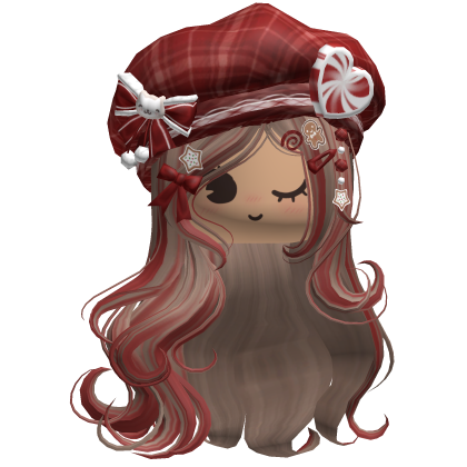♡ Christmas Swirls w/ Beret (Brown & Red)