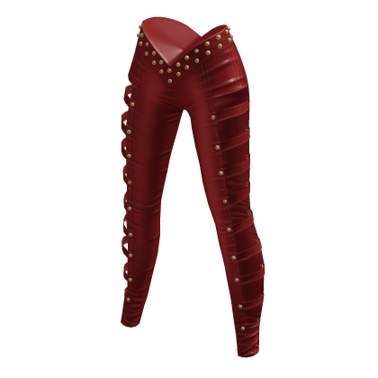 aprelle leather studded pants red