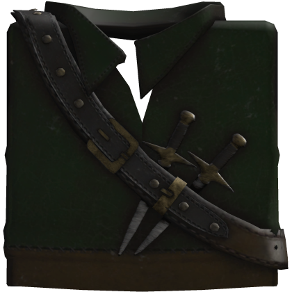 Distressed Pirate Polo W/ CrossBody Daggers Green Roblox item