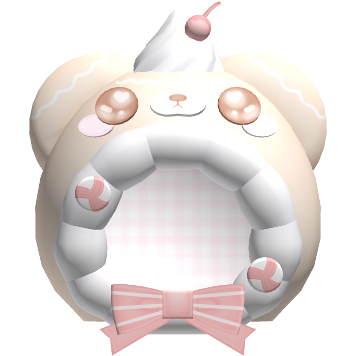 kawaii cutesy kuma bear candy cane hood in beige