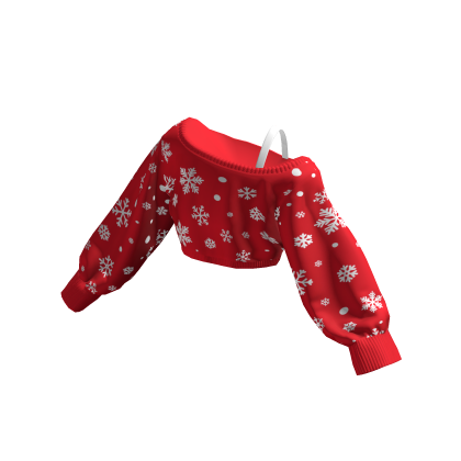 Christmas Off Shoulder Oversized Shirt Cropped