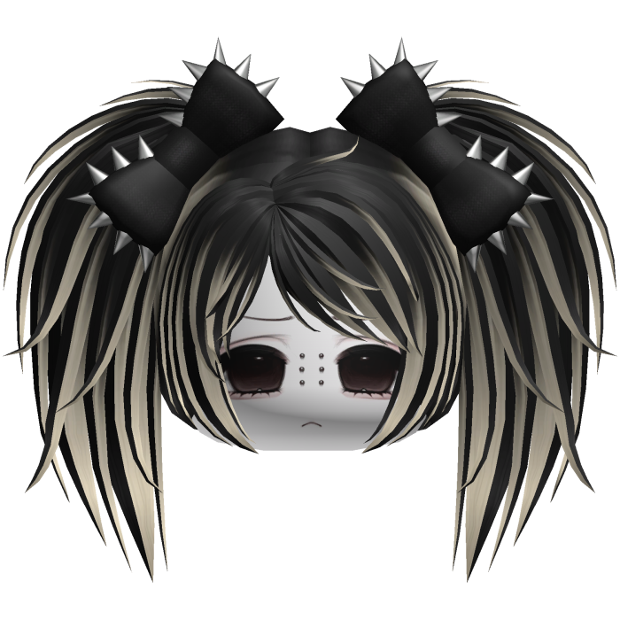 Gothic Moe Black & Blonde Messy Pigtails /w Bows