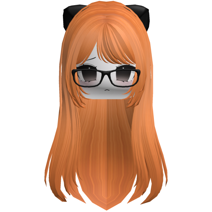 Cute anime orange hair moe face glasses