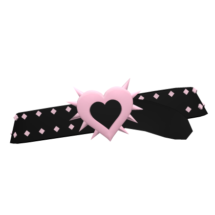 Y2K Pink and Black Spiked Heart Belt 3.0