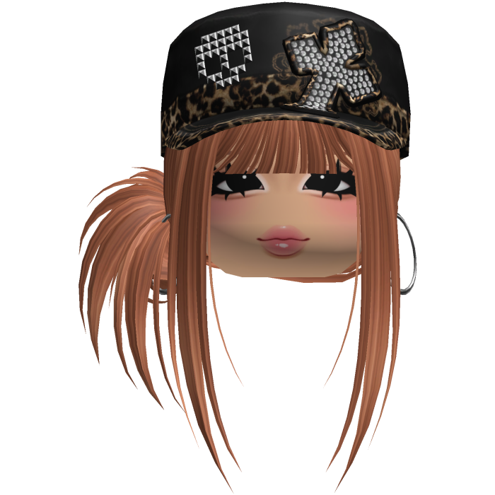 Gyaru Side Bun Hair w/ Cheetah Cap & Earrings