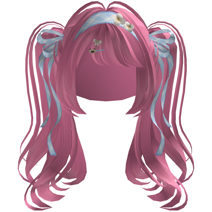 Pink Coquette Kawaii Pigtail Hair w/ Fox Ears