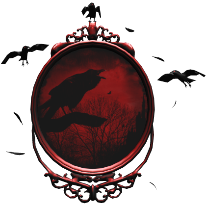 Crow Red Bird Feather Haunted Halloween Mirror
