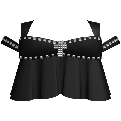 ♰ emo gothic studded chained cross dress black