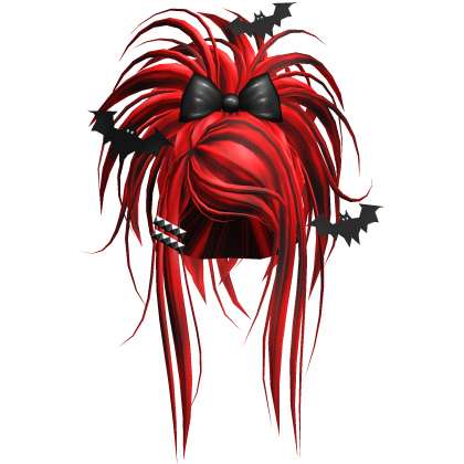 Gothic Bat Spiky Updo W/ Bow In Red & Black Roblox item
