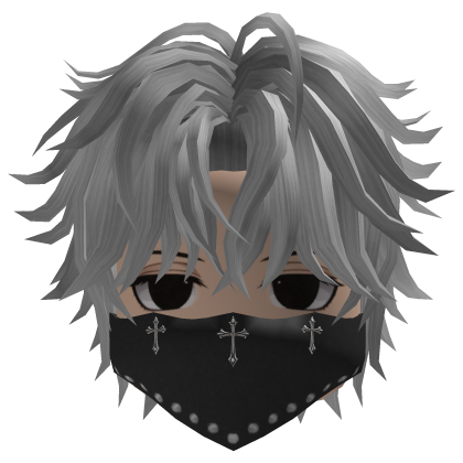 Layered Anime Hair w/ Bandana (Silver)