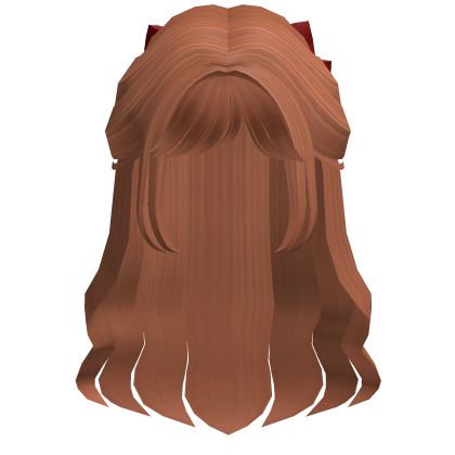 Flowy Half up Hair w/ red bow (Ginger) Roblox item