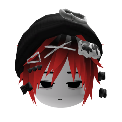 Goth Emo Red Anime Hair Bangs Beanie Y2K Alt Roblox item