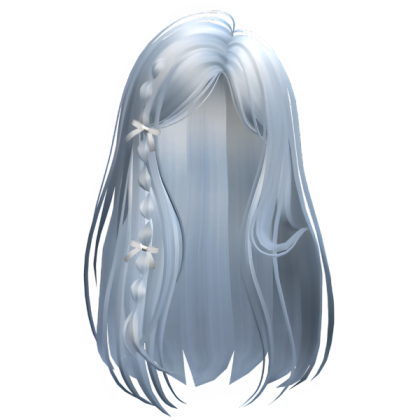 Sky Blue Braided Hair with Bow Roblox decal
