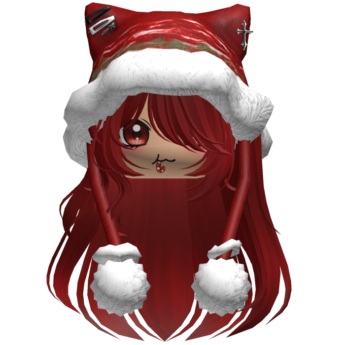 Long Dark Red hair cute Christmas hat Y2k