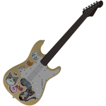 Kawaii Cat Sticker Covered Electric Guitar