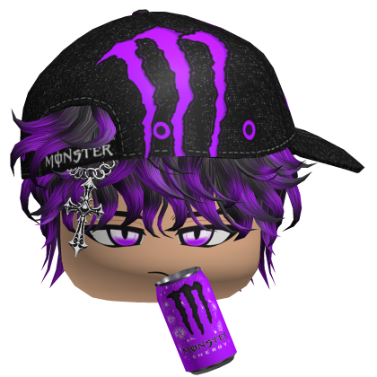 Purple Monster Energy Y2k Emo Boy Messy Black Hair Roblox item