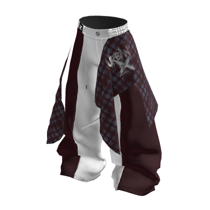 URBAN X Y2K Red White Layered Baggy Pants