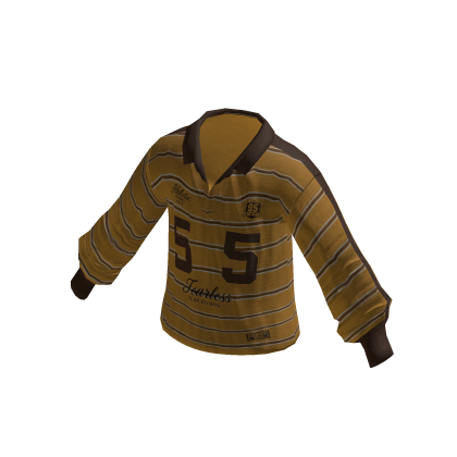 Striped Collared Sweater w/ 55 Print (Yellow)