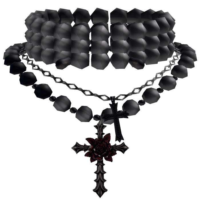 Goth Black Pearl Jesus Cross Necklace Choker