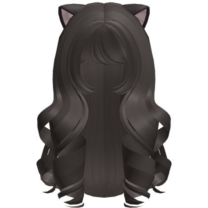 dark ash kawaii sweet long kitty curls hair Roblox item