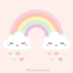 cute clouds and hearts