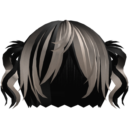 ‘’ (๑ — ‸ ҂)ゝcurly emo twin tails in black blonde Roblox item