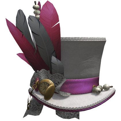 Pink & White Steampunk Top Hat
