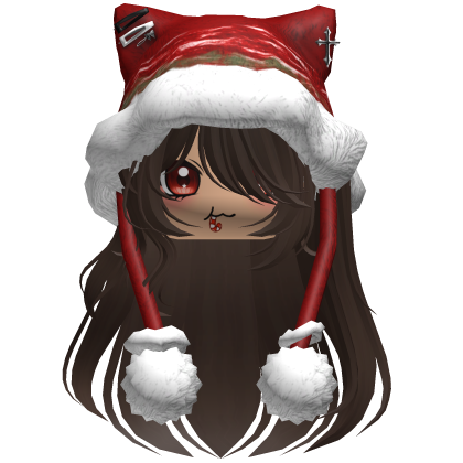 Long Dark Brown hair cute Christmas hat Y2k