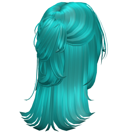 Messy Half-Up Ponytail Hair (Aqua Blue) Roblox item