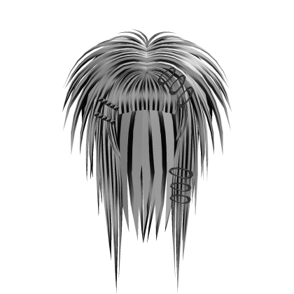 messy long gothic scene emo hair white black  Roblox item