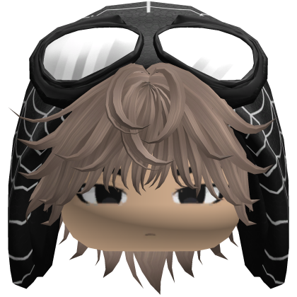 Spider Black Hood Boy Messy Milktea Hair w/ Face Roblox item