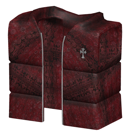 Red Paisley Emo Cross Puffer Vest Jacket thumbnail