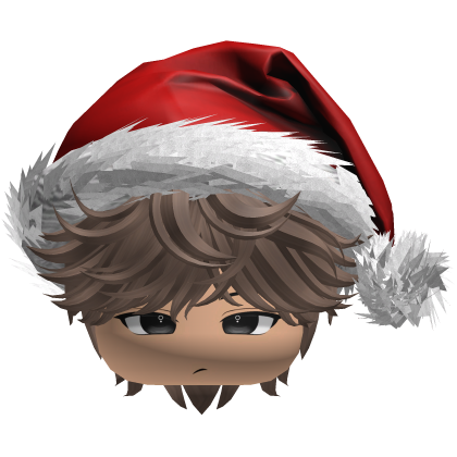 Messy Fluffy pale Brown Hair a Santa Hat Y2k Roblox item