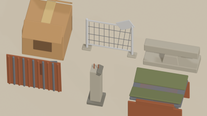 Low Poly Post Apocalyptic Wasteland Props Pack x55 preview 4