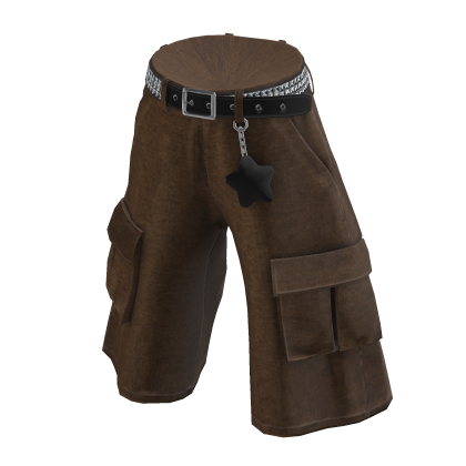 💗Y2K URBAN LOOSE STAR CARGO_BROWN thumbnail
