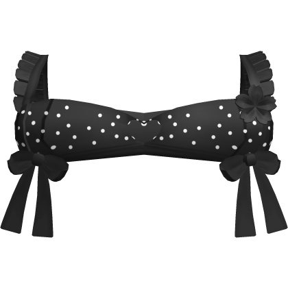 Summer heart bow ruffle top in black with dots