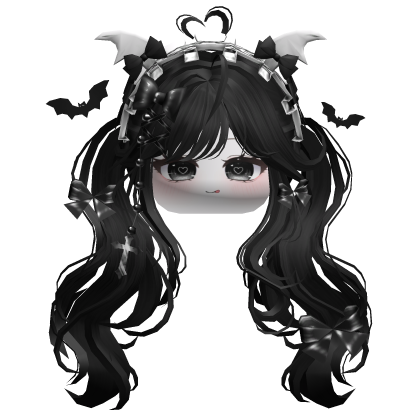 Goth Wavy Pigtails w/Headband (Black)