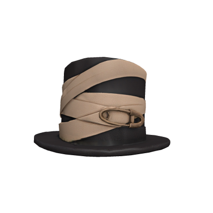 black bandaged mini top hat with pin