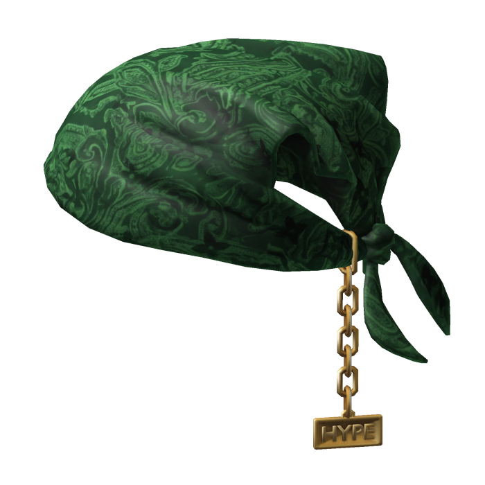 Tied Green Bandana Hat with Chain 