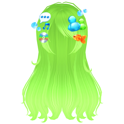 frutiger aero ombre green wispy flowy hair (NEON)