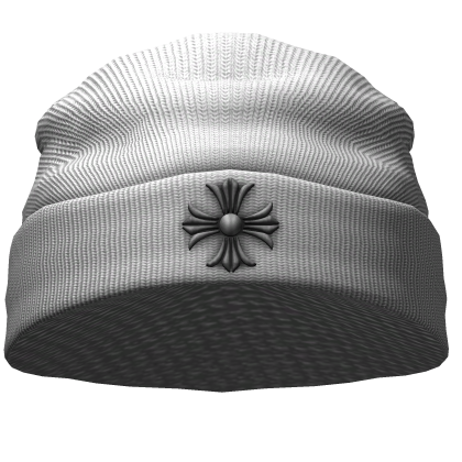 White Chrome Cross Beanie