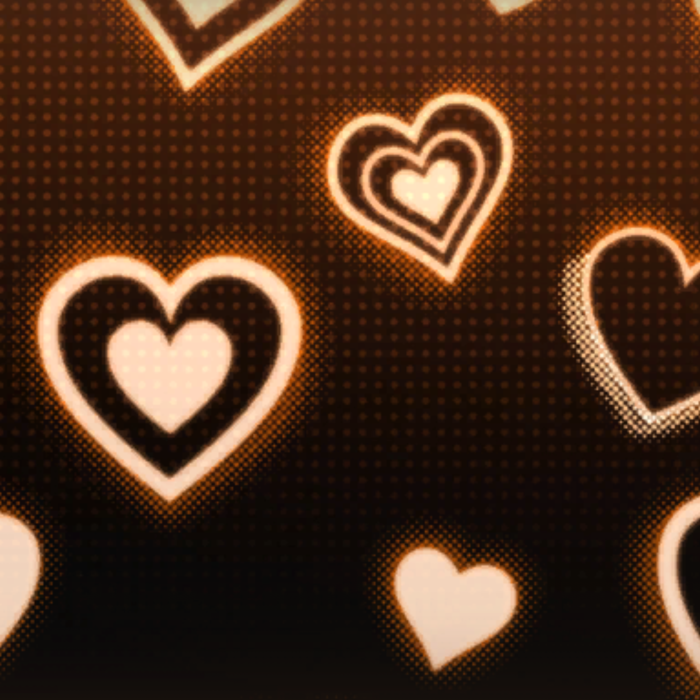 Orange Neon Glowing Hearts