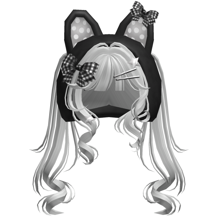 Cute Emo Curly Kitty Ear Pigtails w/ Hood Silver